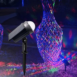 EVERhasauty Outdoor Solar RGB Color-Changing Projection Lights, IP65 Waterproof 150° Adjustable LED Landscape Spotlights for Yard & Party Decoration