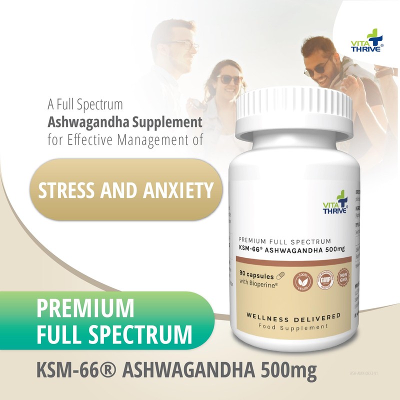 VitaThrive® Ashwagandha 500mg with Bioperine® Capsules - 90 Count