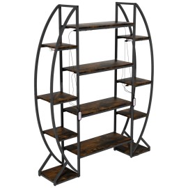 70 Inch Tall Indoor Plant Rack Flower Stand with Plant Grow Lights Storage Standcolor: Brown, Size: 125x30x177cm