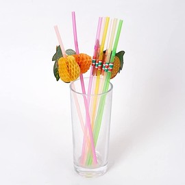 50 Assorted Mini Tropical Fruit Disposable Plastic Drinking Straws Wedding Birthday Party Events Decorations Supplies