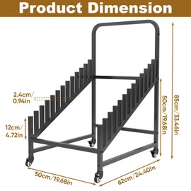 tonchean 12-Tier Ceramic Tile Display Rack, Metal Floor Tile Samples Rack with Wheels, Building Material Shelf, Exhibition Racks for Porcelain Glass Hardwood Flooring