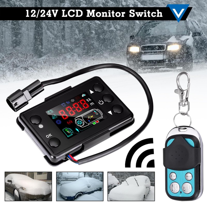 Universal 12V/24V Diesel Air Heater Controller with LCD Display and