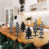 Meooeck Table Christmas Tree Decorations Farmhouse Black and White Freestanding