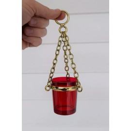 Votive Cup w/ Hanging Brass Holder - Sanctuary Icon Lamp - Tealight - chalice co