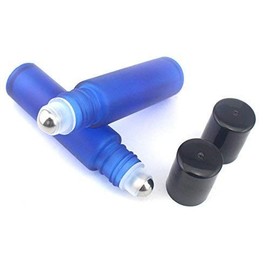 10 ML Aromatherapy Glass Roll On Bottles, Frosted Cobalt Blue with Metal Balls-Set of 24