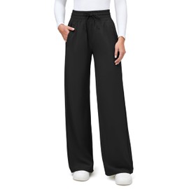 IUGA UPF 50+ Hiking Travel Pants Women Quick-Dry Beach Pants Wide Leg Business Casual Pants 28''/30'' Black