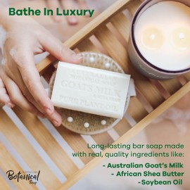 Australian Botanical Soap Goats Milk Bars, 6.6 oz Each, Pack of 8, Triple Milled with Soya Bean Oil & Organic African Shea Butter, Cleansing Bar Soap, Packaging May Vary