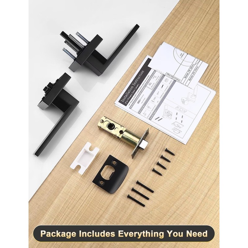 Tinewa 6 Pack Square Black Door Handles Interior, No Lock