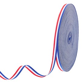 PATIKIL 3/8" Red White Blue Striped Grosgrain Ribbon, 55 Yard Polyester Fabric Stripe Craft Ribbon Double Faced Design for Bow Gift Wrapping DIY Making Garment Christmas Decorations