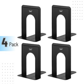 Mr. Pen- Book Ends, 4 Pack, Light Pink, Heavy Duty Metal Bookends for Shelves, Book Holders for Shelves, Metal Bookends