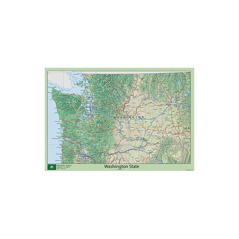 Washington State Map - 23.3 x 16.5 inches – Paper