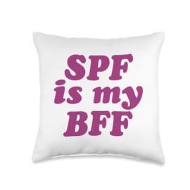 SPF Is My BFF Skincare & Sunscreen Quote SPF BFF Sunscreen Skincare Esthetician SPF Throw Pillow, 16x16, Multicolor