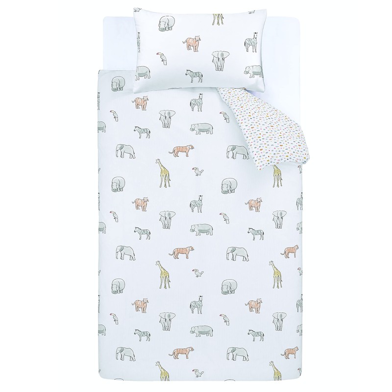 Bianca Zoo Animals Cotton Double Fitted Sheet White