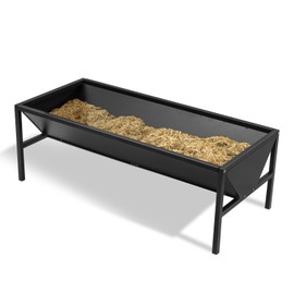 ICITYWALL Livestock Feeder Galvanized Steel Feeding Trough, Heavy-Duty Pasture Feeder Large Capacity Livestock Feeding Trough, Easy and Strong Assembly, for Goats, Sheep, Horses, Alpacas