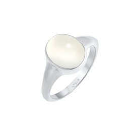 Elli Women's Signet Ring with Moonstone in 925 Sterling Silver Gold-Plated, 58, Sterling Silver, Moonstone