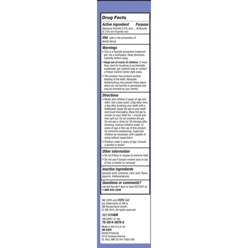3M 70201400788 OMNI Gel Brush-On Fluoride, 0.4% Stannous Fluoride, Extra