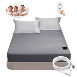 Grounding Sheets King Size Fitted Sheet,95% Cotton + 5% Silver Fiber,Grounded Sheets Earth Connected Bed Sheet (76"*80"*14",King,Grey)