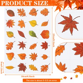 Nosiny 240 Pcs Fall Glitter Temporary Tattoos Maple Leaves Stickers Autumn Tattoo Sticker Fall Leaves Glitter Tattoos for Fall Thanksgiving Them Party Body Face Women Men Kids