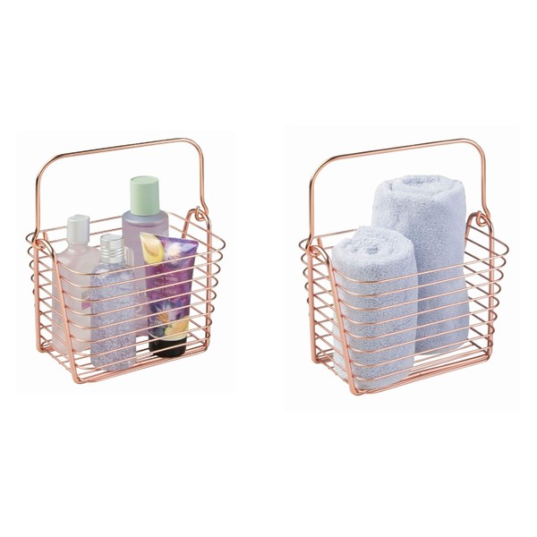 iDesign Classico Storage Basket, Small Wire Basket for Toiletries, Kitchen Utensils, Toys and More, Made of Metal, Copper Coloured