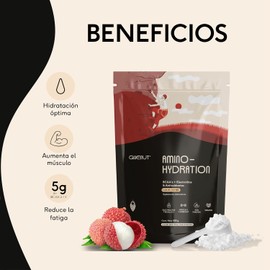QUENUT Aminoácidos BCAA y Electrolitos en Polvo, Amino-Hydration 500g Sin Azúcar Antioxidante, Hidratación, Energía Instantánea y Claridad Mental 50 Porciones Sabor Lychee