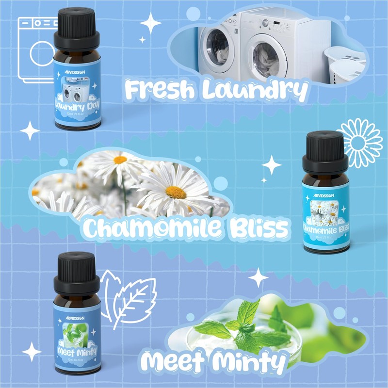 ARVIDSSON Laundry Collection Essential Oil Set, Natural Clean Essential Oils