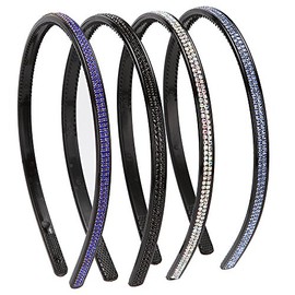 Lonedy 4 Pack of Fashion Rhinestone and Crystal Hard Headbands, Non-slip Teeth Hairband for Women