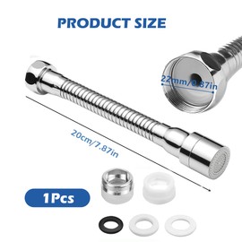 Rotating Tap Attachment 360 Degrees, 20 cm Tap Extender with Filter, Extension for Kitchen Taps, Flexible Extension for Washing Face, Washing Hair and Catching Water