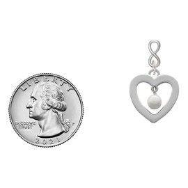 Delight Jewelry Silvertone Open heart with Imitation Pearl Drop Silvertone Infinity Post Earrings