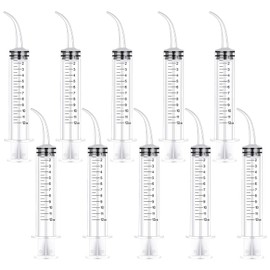 Dacitiery 10 Pcs 12ml Dental Irrigation Syringe with Curved Tip Disposable Oral Irrigator Syringe Feeding Injection Tool for Dental Cleaning Care