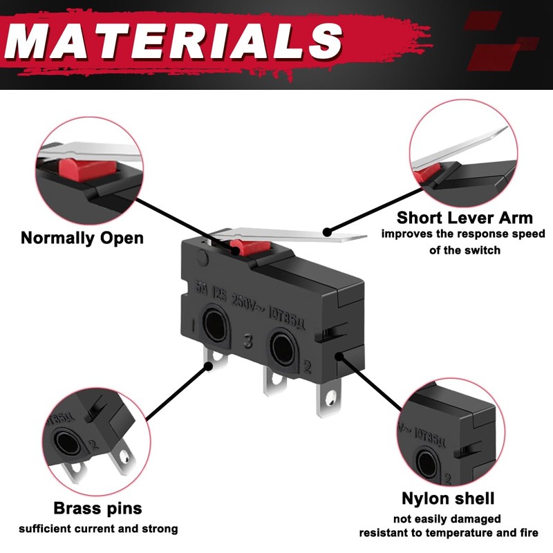 MKBKLLJY 12 pcs Mini Micro Limit Switch AC 5A 125V