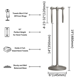 BGL Fingertip Towel Holder Stand Hand Towel Ring for Bathroom or Kitchen Vanity Countertops to Store Hand Towels Washcloths or dishcloths - 2 Hanging Rings，19" High-Brushed Nickel