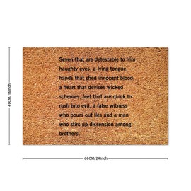 DecStic Seven That are Detestable to Him Haughty Eyes Coir Doormat Christian Scripture Coir Fiber Doormat Farmhouse Thick Durable Non Slip Mat for Entrance Way Indoor Front Door 16x24in
