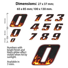 Quattroerre Racing Number 9 Medium, Flames, 10 x 7.5 cm