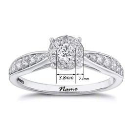 SISGEM 1ct Moissanite Engagement Ring with Pave Set, 925 Silver Platinum Plated, Non-Personalise, for Her Women's Engagement Wedding (Size L)