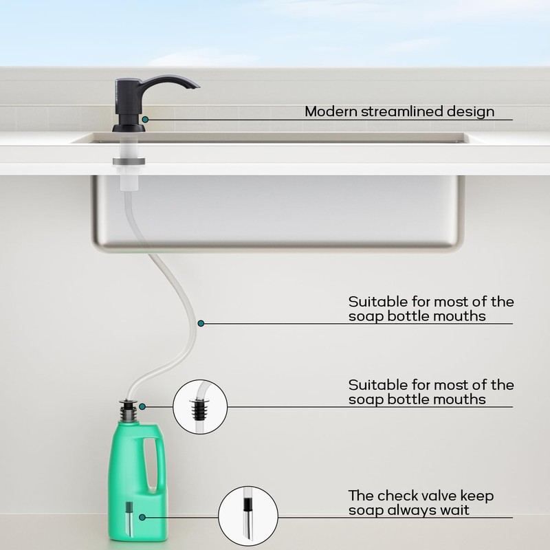 SAMODRA Built-in Kitchen Sink Soap Dispenser with Extension Tube Kit