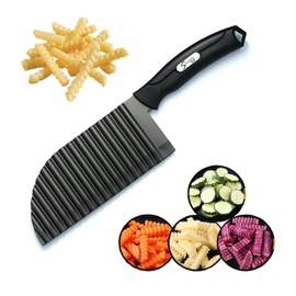 SHengwin - Cortador de patatas para verduras y frutas, acero inoxidable, cortador de freír francés, cuchillo ondulado de cocina para picar zanahoria, pepino, cuchillo arrugado de patatas de mano, 2.9