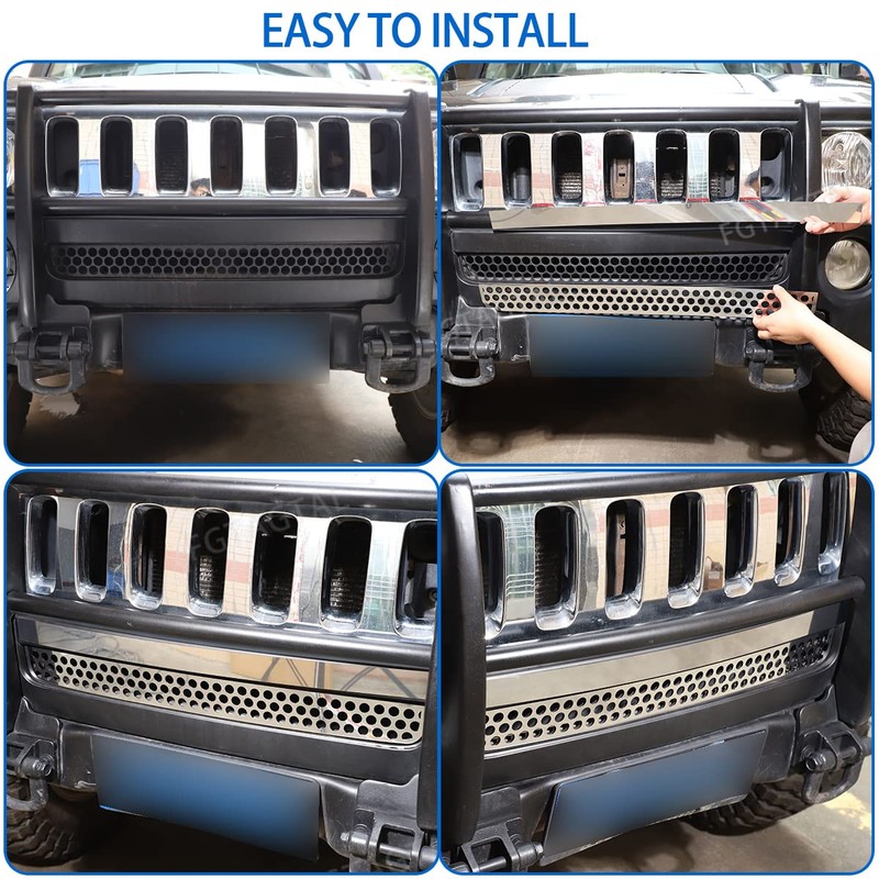 Front Bumper Grille Cover Compatible with Hummer H3 2005-2009, Car