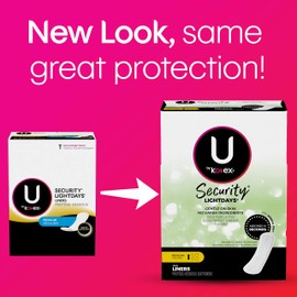 U by Kotex Security Lightdays Panty Liners, Light Absorbency, Regular Length, Unscented, 64 Count