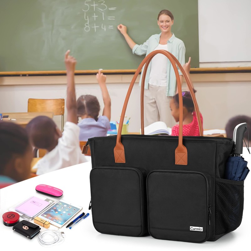 CURMIO Teacher Bag, Portable Briefcases with Padded Laptop Compartment, Teacher