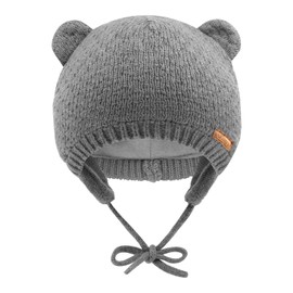 SEYUFN Baby Boys Girls Knitted Puppy Hat for Babies and Toddlers with Fleece Lining 0-36 Months, Grey (grey-1)