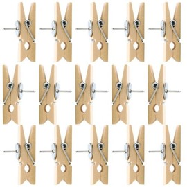 Pack of 50 Push Pin Clips, Wooden Push Pins Clips, Push Pins with Wooden Clips, Craft Push Pins Clips, for Wall Cork Boards Artworks Crafts Notes Photos (Wood Colour)