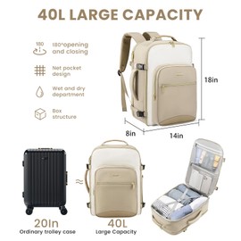 LOVEVOOK 40L Large Travel Backpack for Women Men, 17 Inch Carry on Backpack for Traveling on Airplane, Personal Item Travel Bag Airline Approved, Business Causal Weekender Backpacks