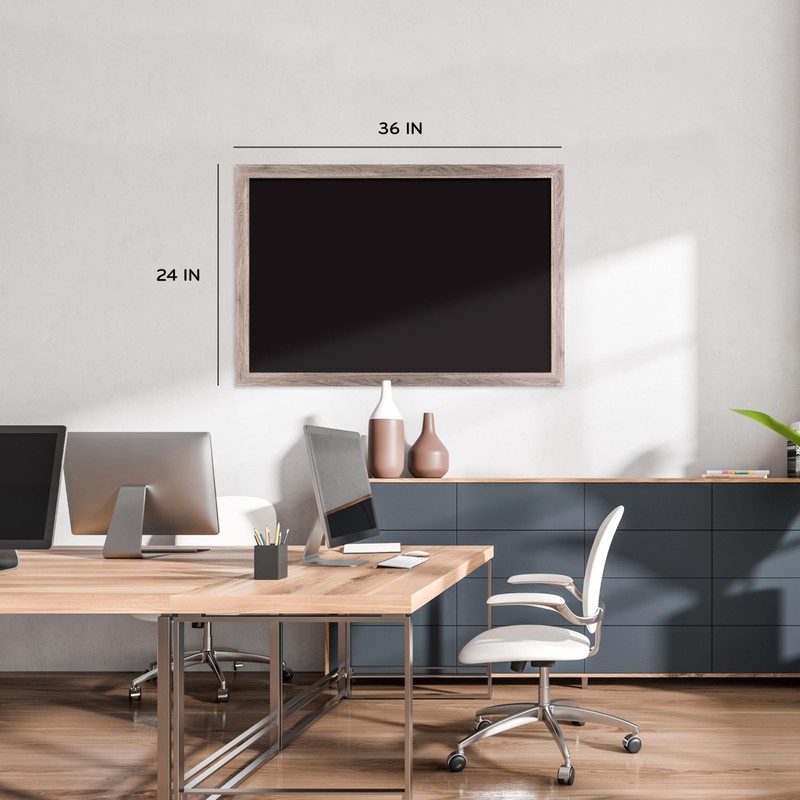 U Brands Magnetic Chalkboard, 24" x 36", Rustic Wood Frame,