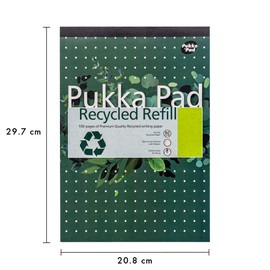 Pukka Pad Recycled Refill Notepad with 100 Pages of 80GSM Paper Made from Recycled Materials, Drilled Hole Punch Margins, and Feint Ruled Lines