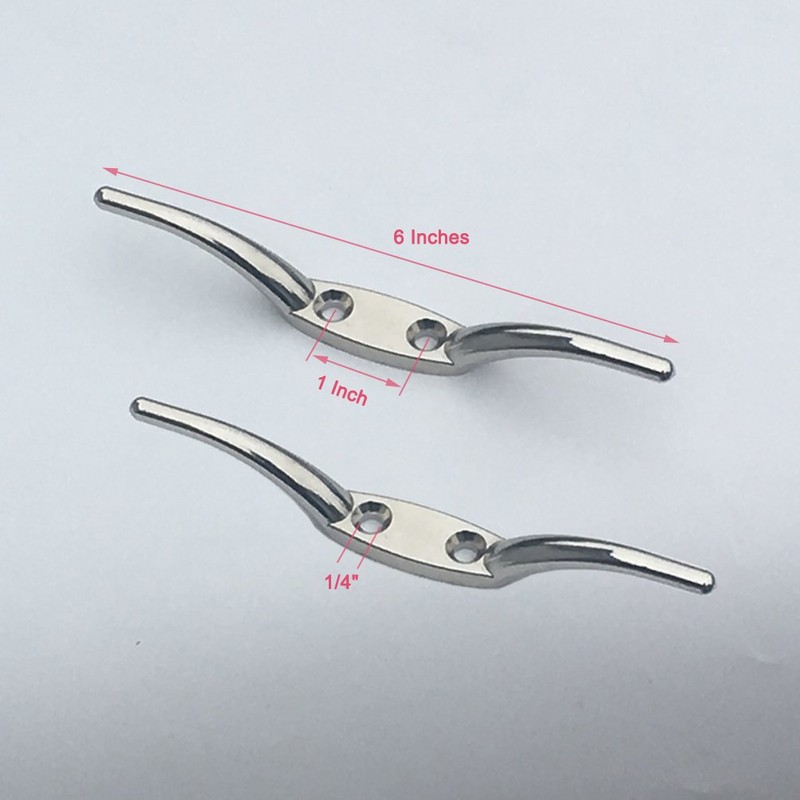 Huouo 2 PCS Flagpole Cleat Hook 6 Inch Silver Cast