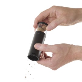 AdHoc Muskatino Nutmeg Mill, Gift Set Consisting of 1 x Nutmeg Grater and 3 x Elegant Nutmeg, Stainless Steel, Black, Acrylic