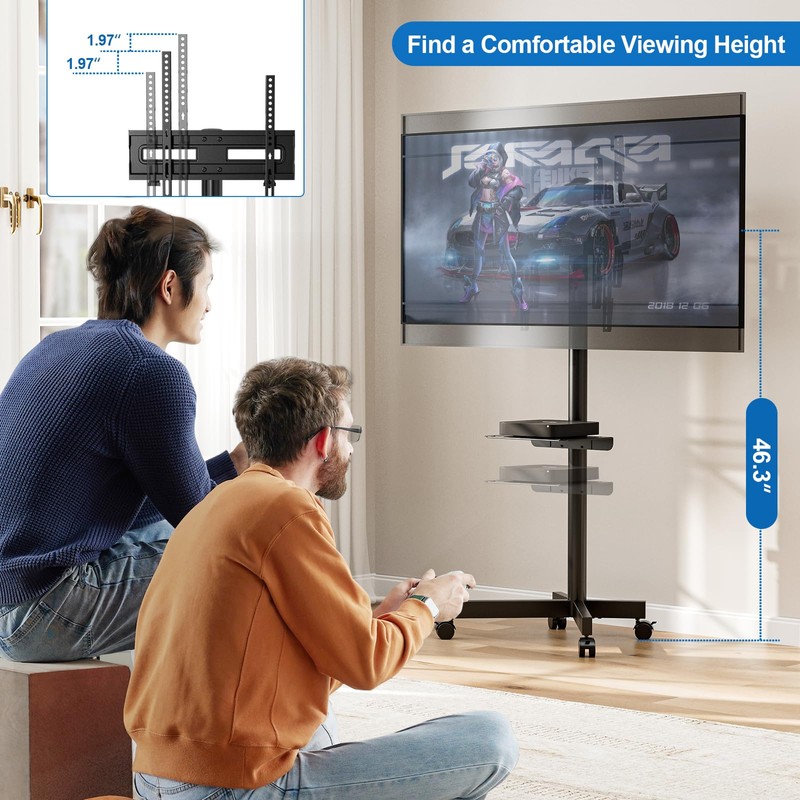 HOLMAXD Mobile TV Stand for 23-65 Inch LCD LED Flat/Curved