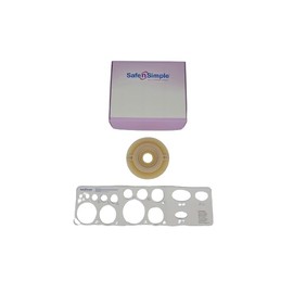 Safe n Simple 5" Diameter 2-Piece Ostomy Wafers with Tape Collar - Extended Wear Convex, 2 1/4" Flange, 1 1/4" Pre Cut, Beige - Ostomy Supplies - Ostomy Wafer - Ostomy Care Products - 5 Count