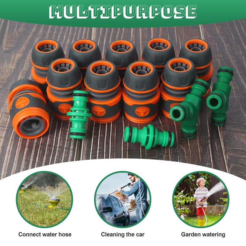 Hose Connector, Hose Coupling 1/2 Inch with 2 Y-Splitter and