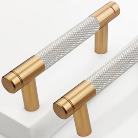 Guoharda 12 Pack 3 Inch 76 mm Bronze and Nickel Knurled Cabinet Handles Cabinet Pulls Aluminum Handles Pulls Gold Oxidation Finish with Diamond Pattern 4" Length pulls (Classic-12, 3 Inch)